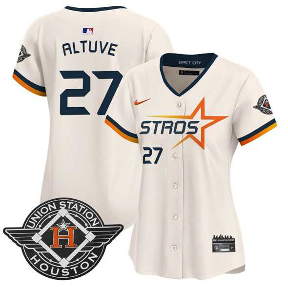 Women%27s Houston Astros #27 Jose Altuve Cream 2025 City Connect Limited Stitched Jersey Dzhi
